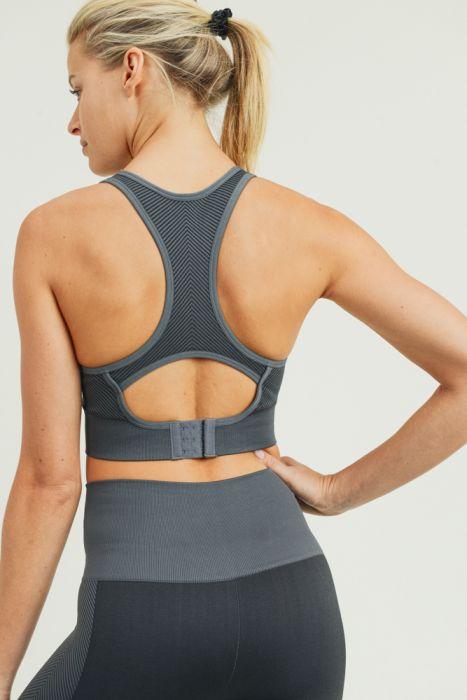 Chevron Track Seamless Hybrid Racerback Sports Bra