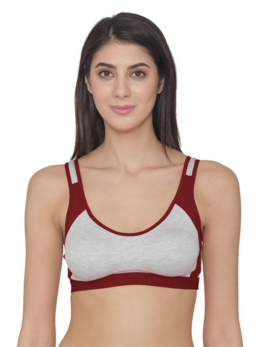 Cotton Sports Bra(Size38)(Colorred)