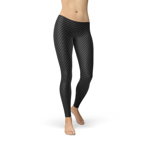 Womens Black Carbon Fiber Leggings